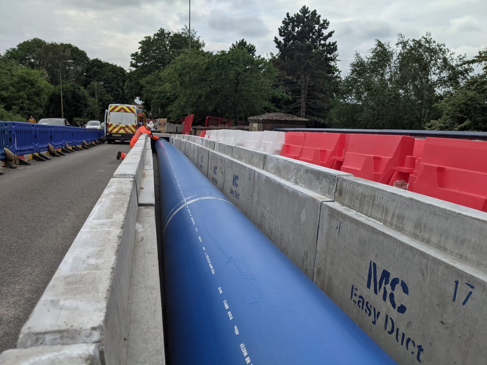 This image shows the new pipe which will bypass the damaged section