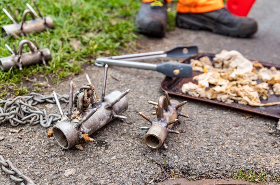 hedgehog tools next to a trap of wipes