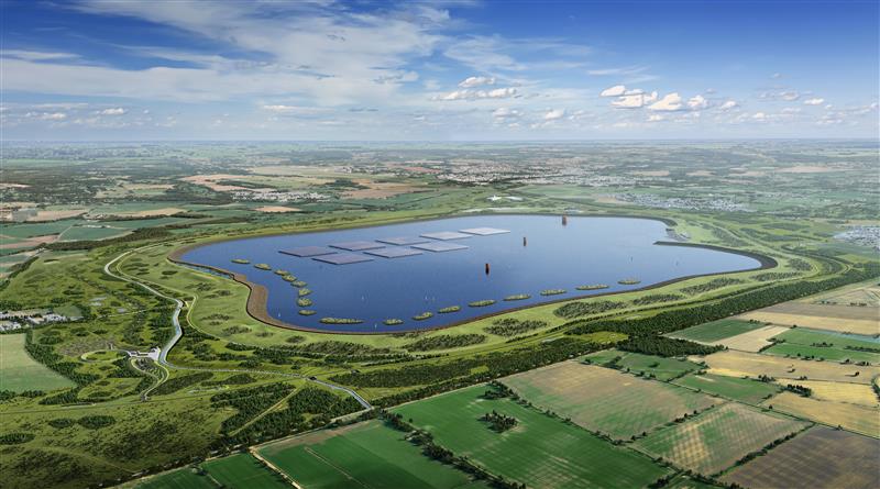 An illustration of the proposed new reservoir in Oxfordshire