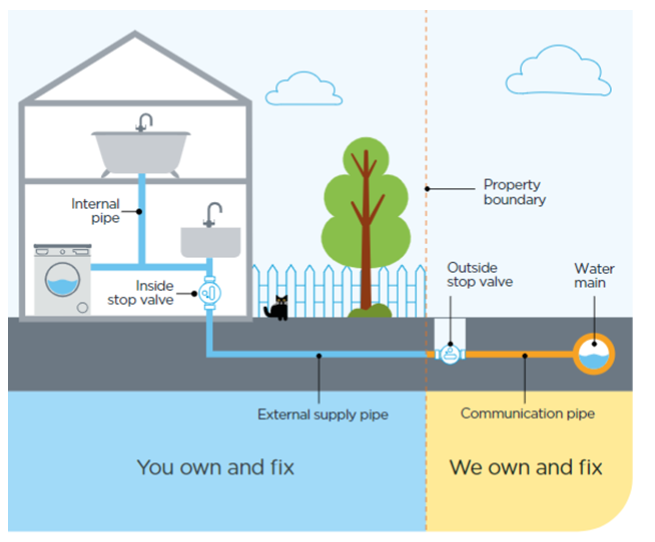 Pipes within the property boundary are the property owner's responsibility. Pipes outside that are Thames Water's responsibility.