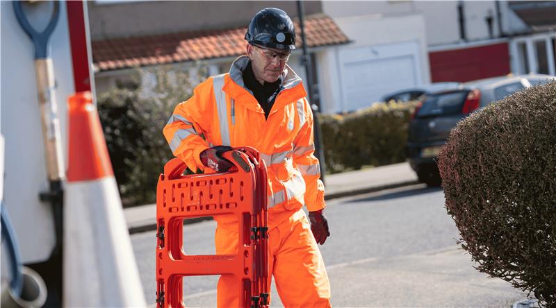 Engineer setting up a work site