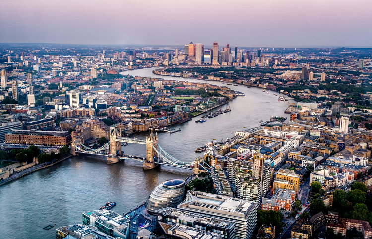 Overhead shot of London