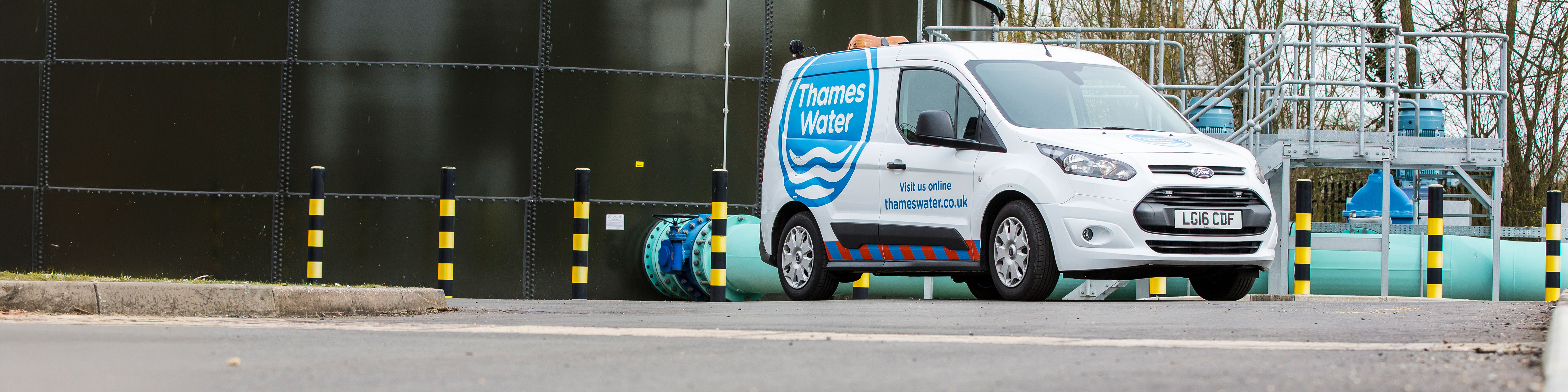 a Thames Water van parked outside of a site